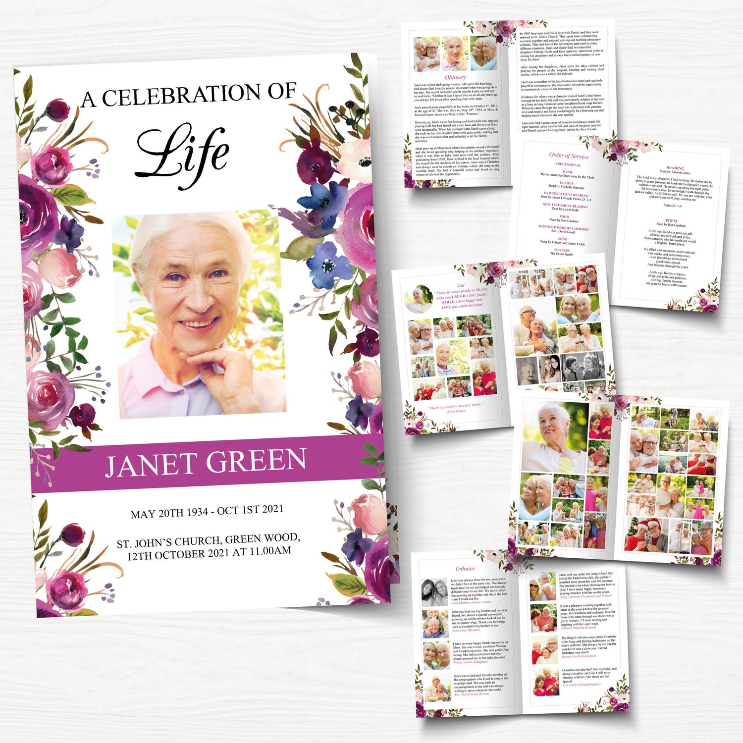 12 Page Funeral Programs