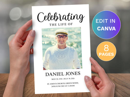 8 Page Classic CANVA Funeral Program Template