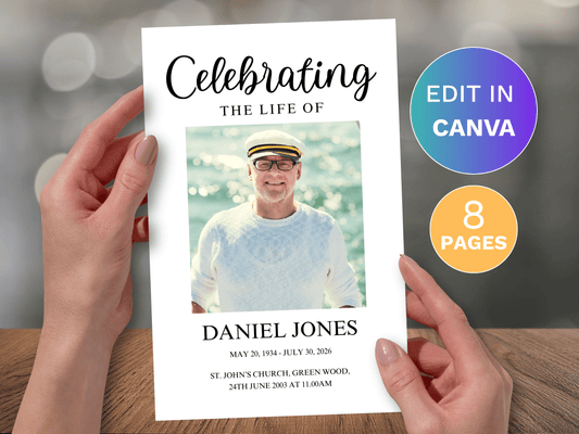 8 Page Classic CANVA Funeral Program Template