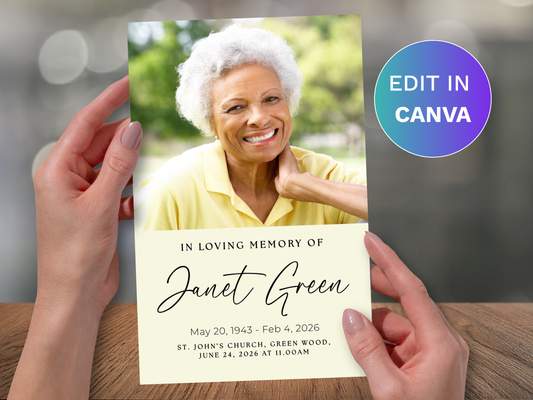 4 Page Ageless CANVA Funeral Program Template