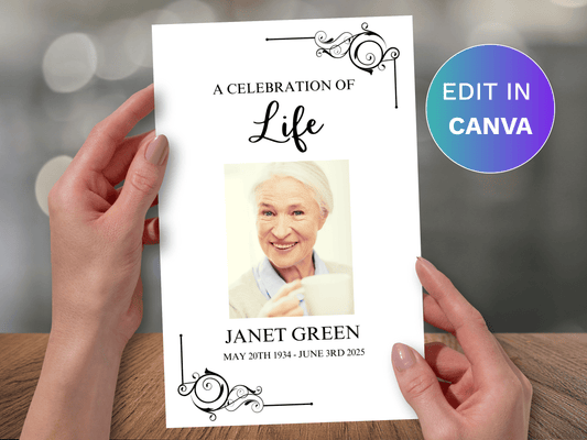 4 Page Ornate CANVA Funeral Program Template