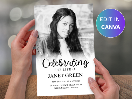 4 Page Classic Fade CANVA Funeral Program Template