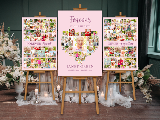 Pink Funeral Poster Bundle (Canva Templates)