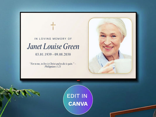 Gold Cross Canva Funeral Slideshow Template