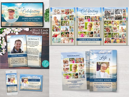 4 Page Beach Funeral Program Bundle