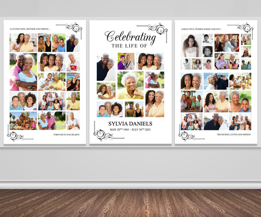 Black Ornate Funeral Photo Display