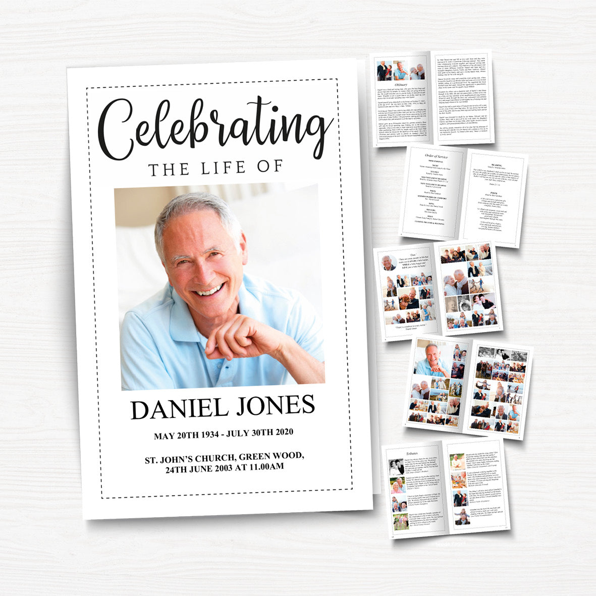 12 page classic funeral program template