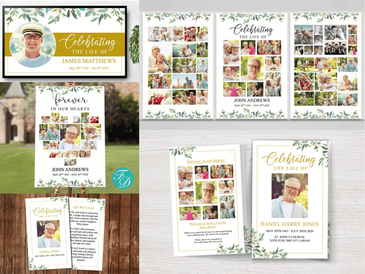 4 Page Green Leaf Funeral Program Bundle