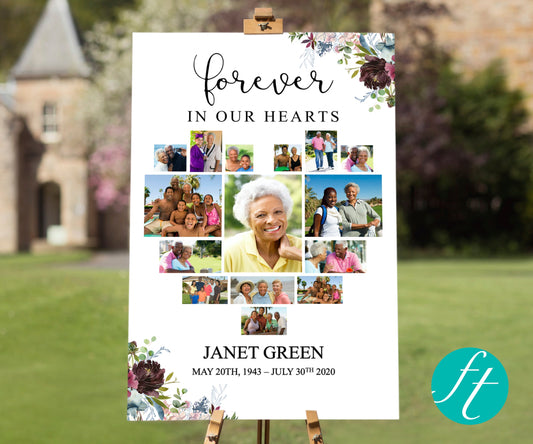 Autumnal Heart Funeral Welcome Sign