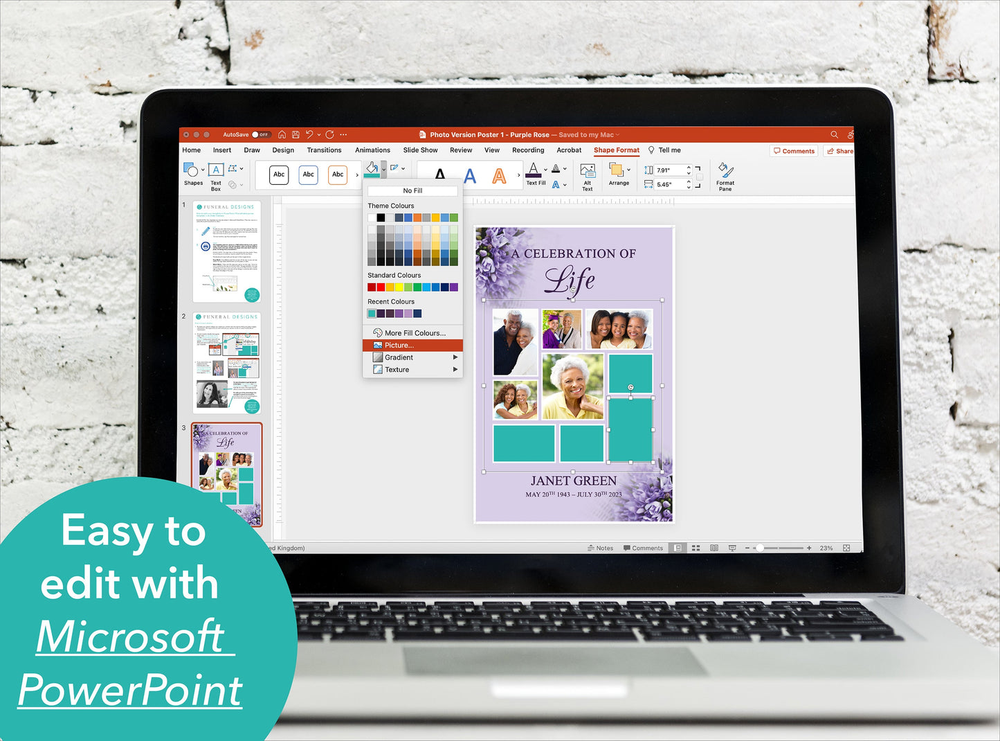 Purple Bouquet Collage Funeral Welcome Sign