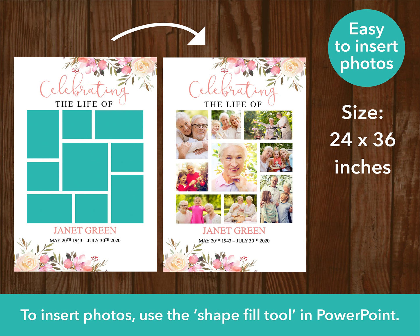 Spring Flowers Collage Funeral Welcome Sign