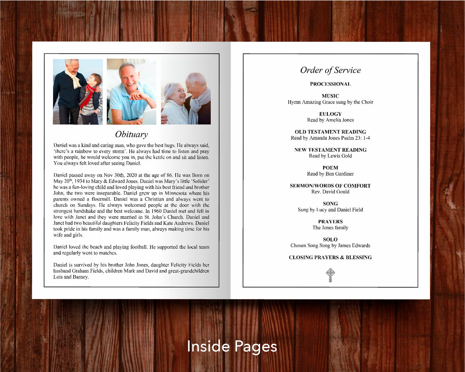 8 Page Catholic Funeral Program Template (11 x 17 inches)