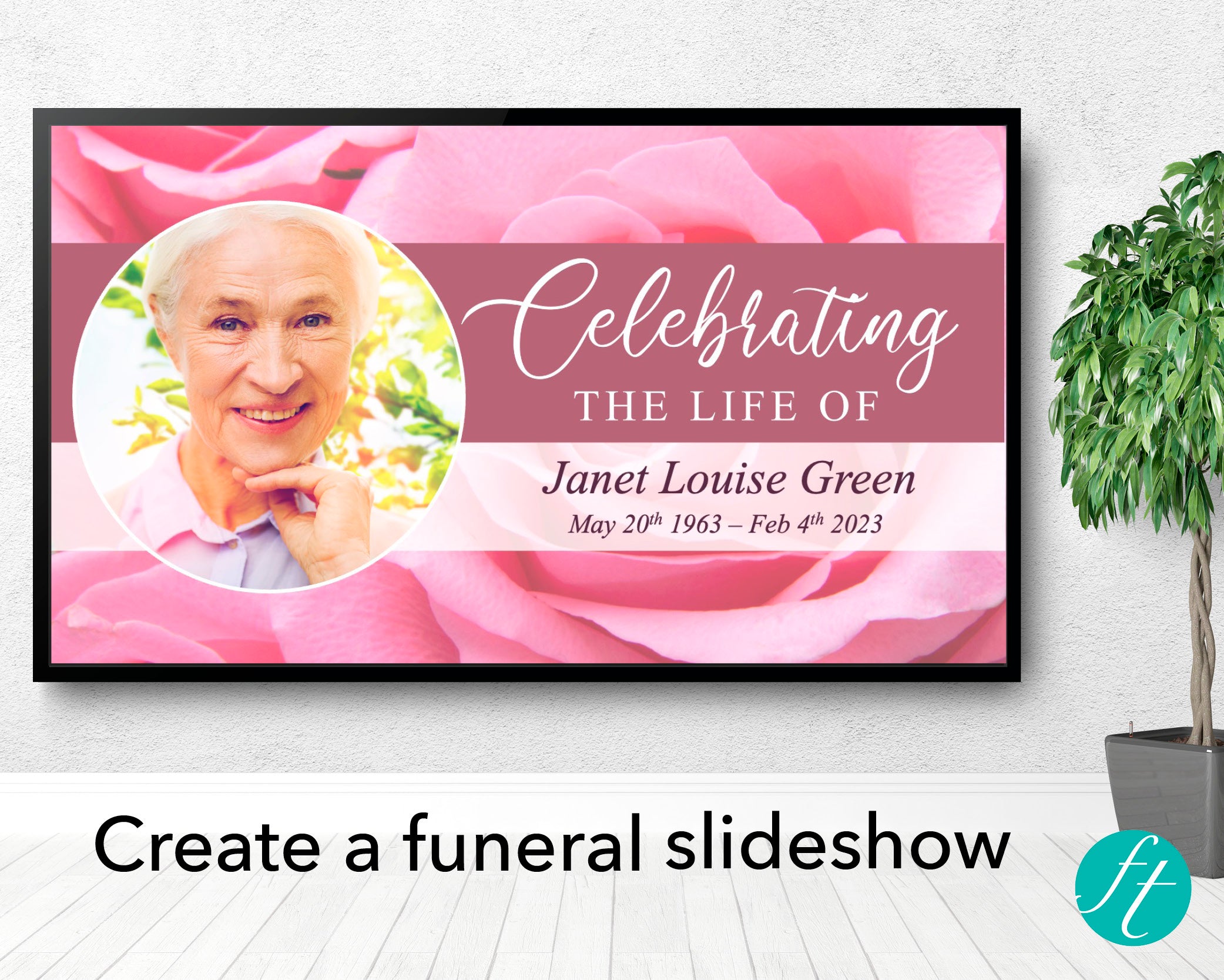 Premium Funeral Slideshow Template with Pink Roses Funeral Templates