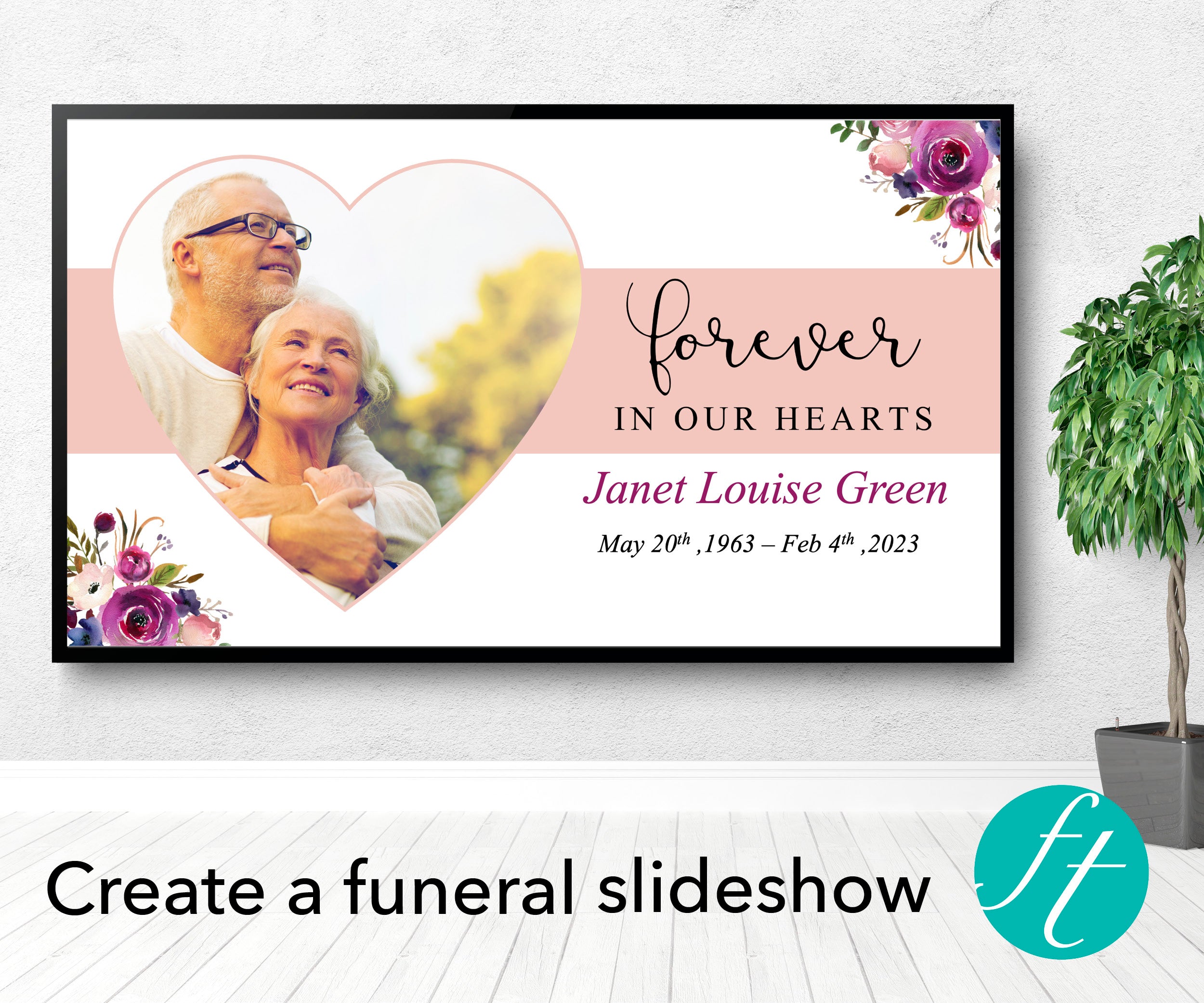 Premium Funeral Slideshow Template with Purple Roses Funeral Templates