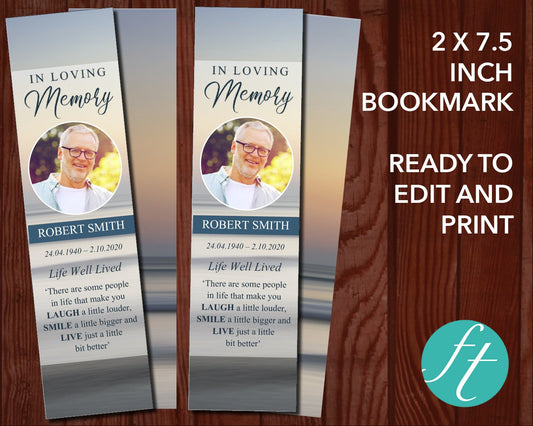 Beach Sunset Funeral Bookmark