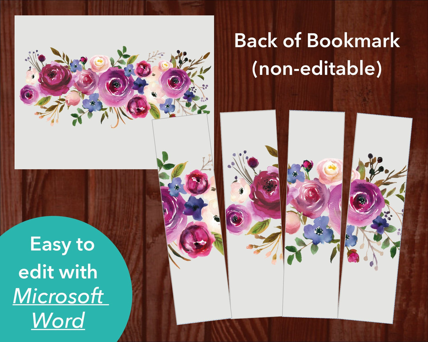 Purple Roses Funeral Bookmark