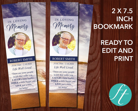 Waves Funeral Bookmark