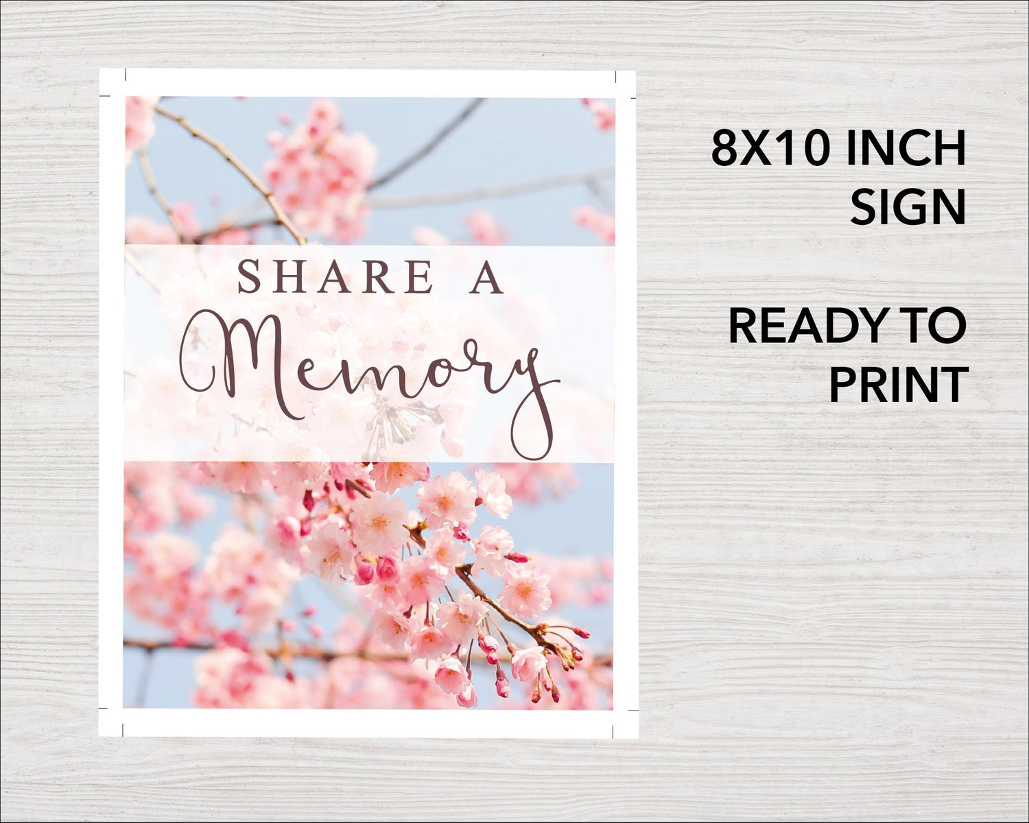 Cherry Blossom Share a Memory Sign and Cards