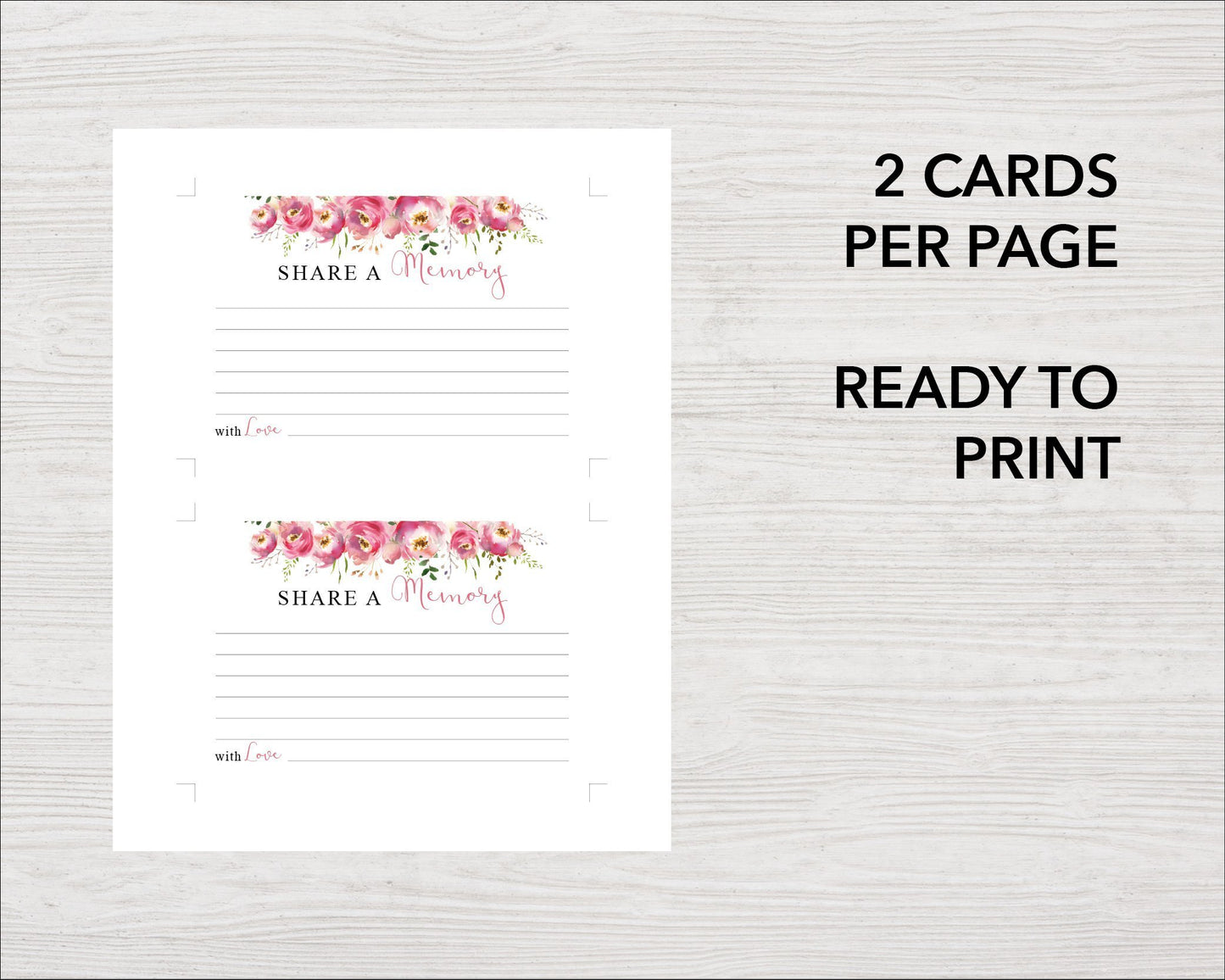 Floral Burst Share a Memory Sign and Cards