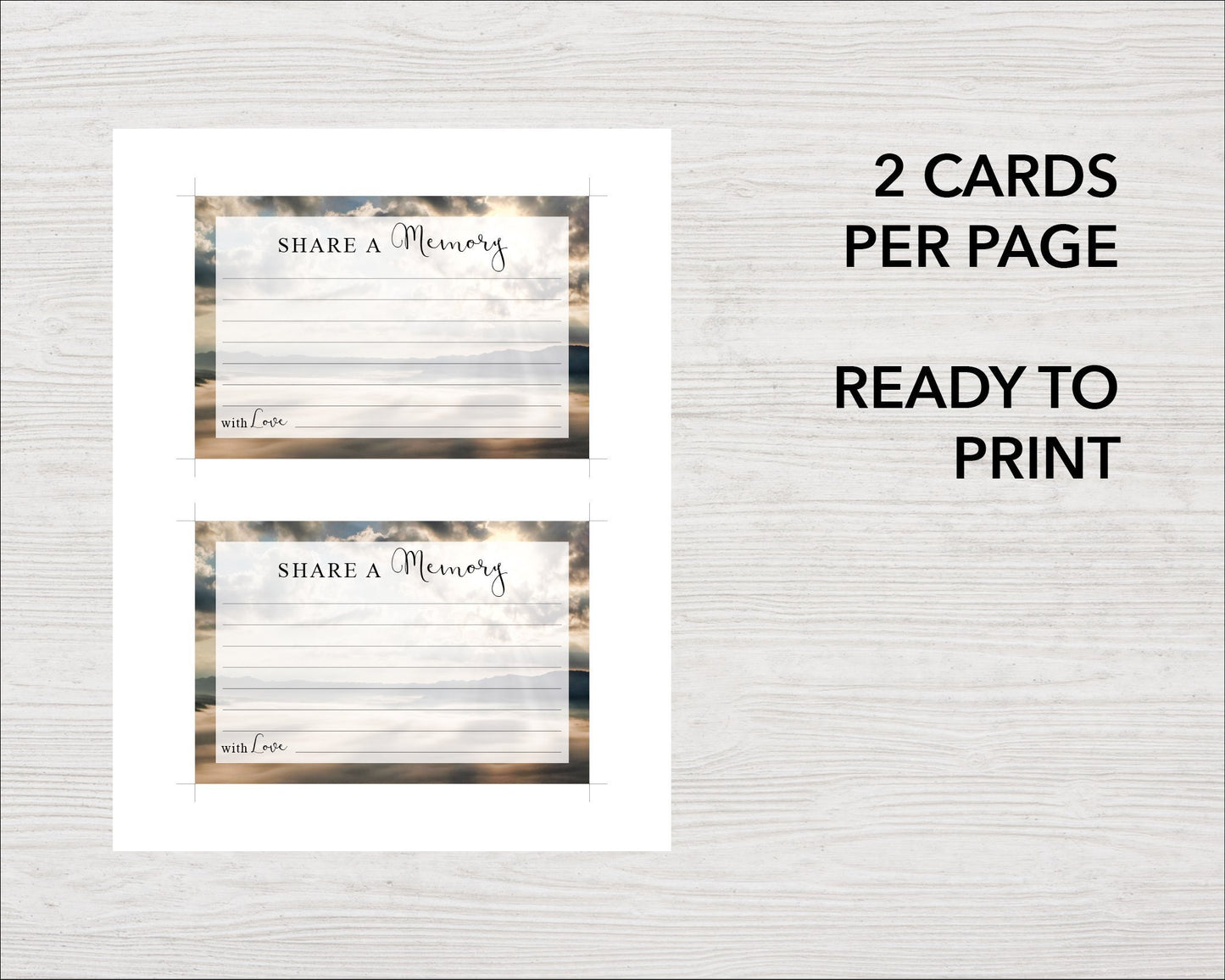 Mountain Top Share a Memory Sign and Cards