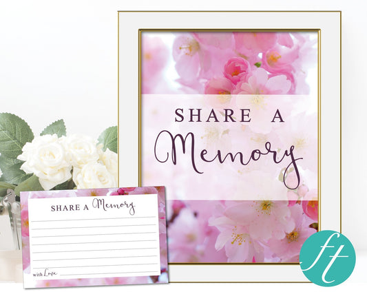 Pink Blossom Share a Memory Sign and Cards