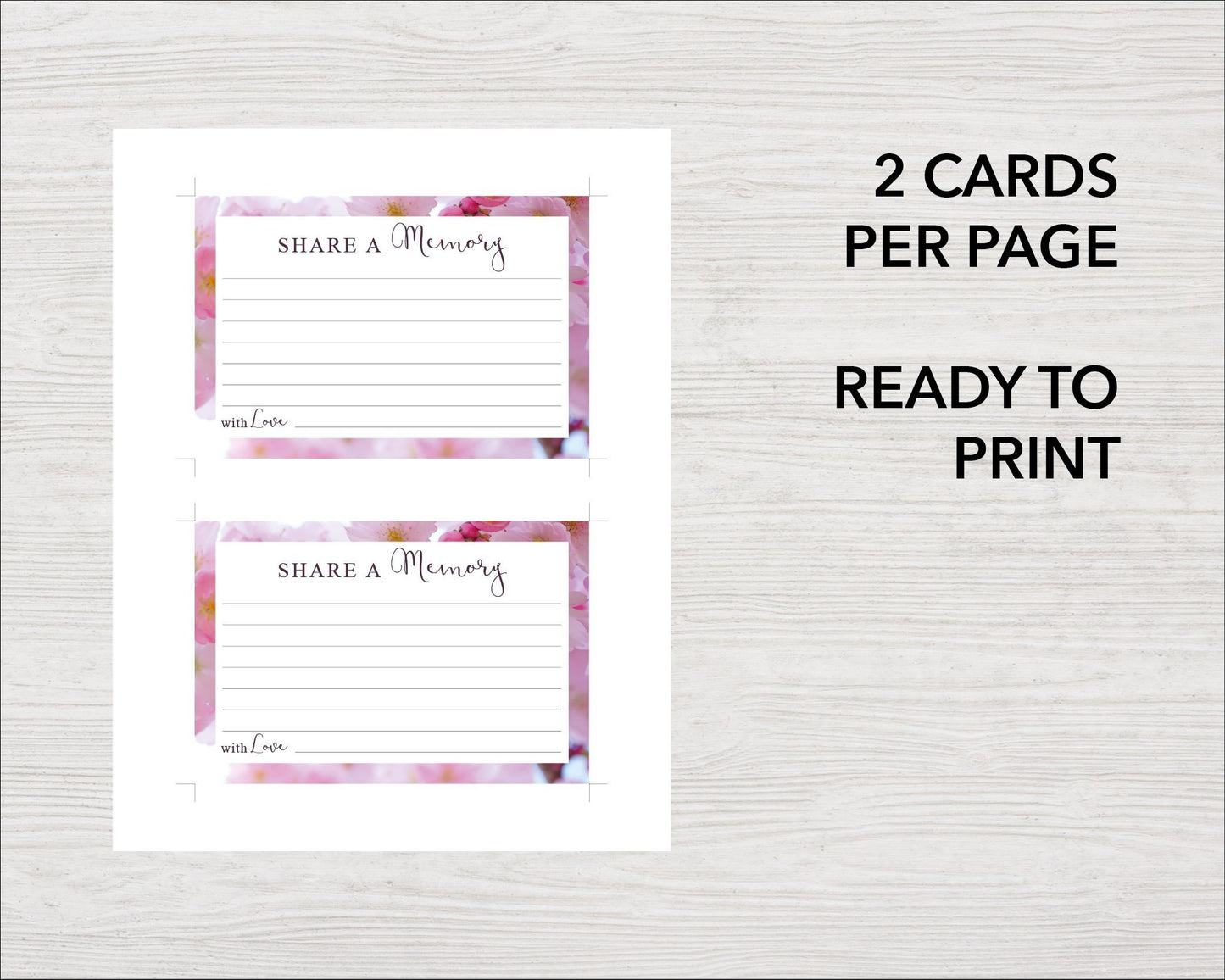 Pink Blossom Share a Memory Sign and Cards