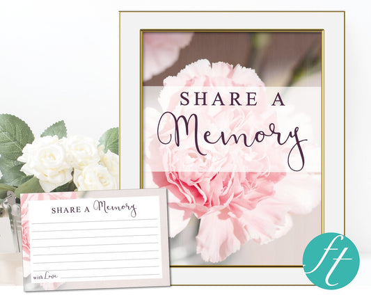 Pink Carnations Share a Memory Sign and Cards