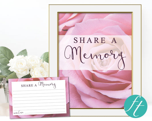 Pink Rose Share a Memory Sign and Cards