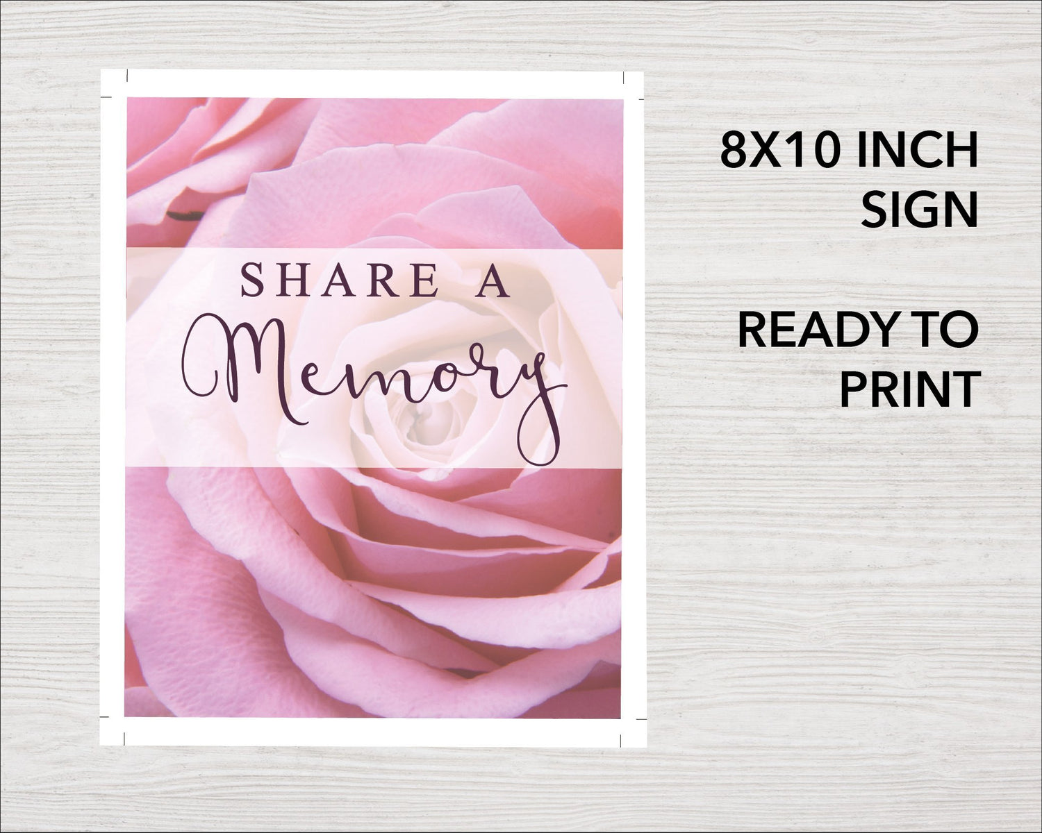 Pink Rose Share a Memory Sign and Cards