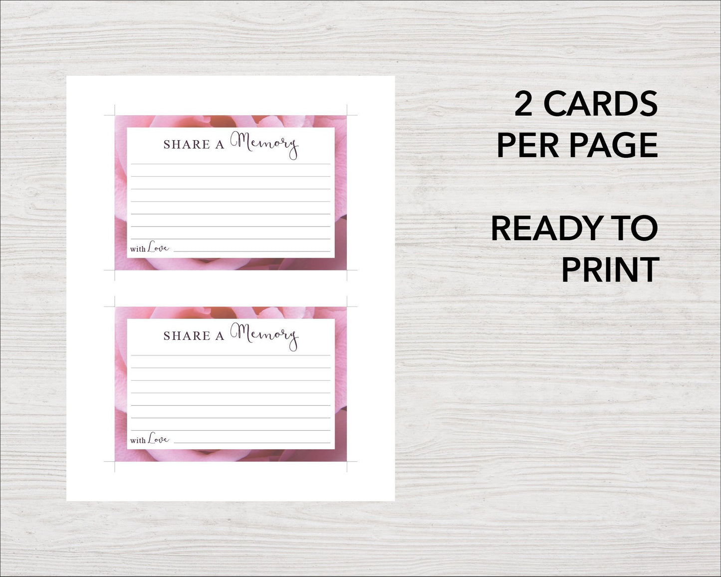 Pink Rose Share a Memory Sign and Cards