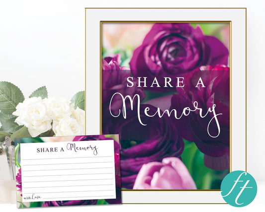 Purple Peonies Share a Memory Sign and Cards