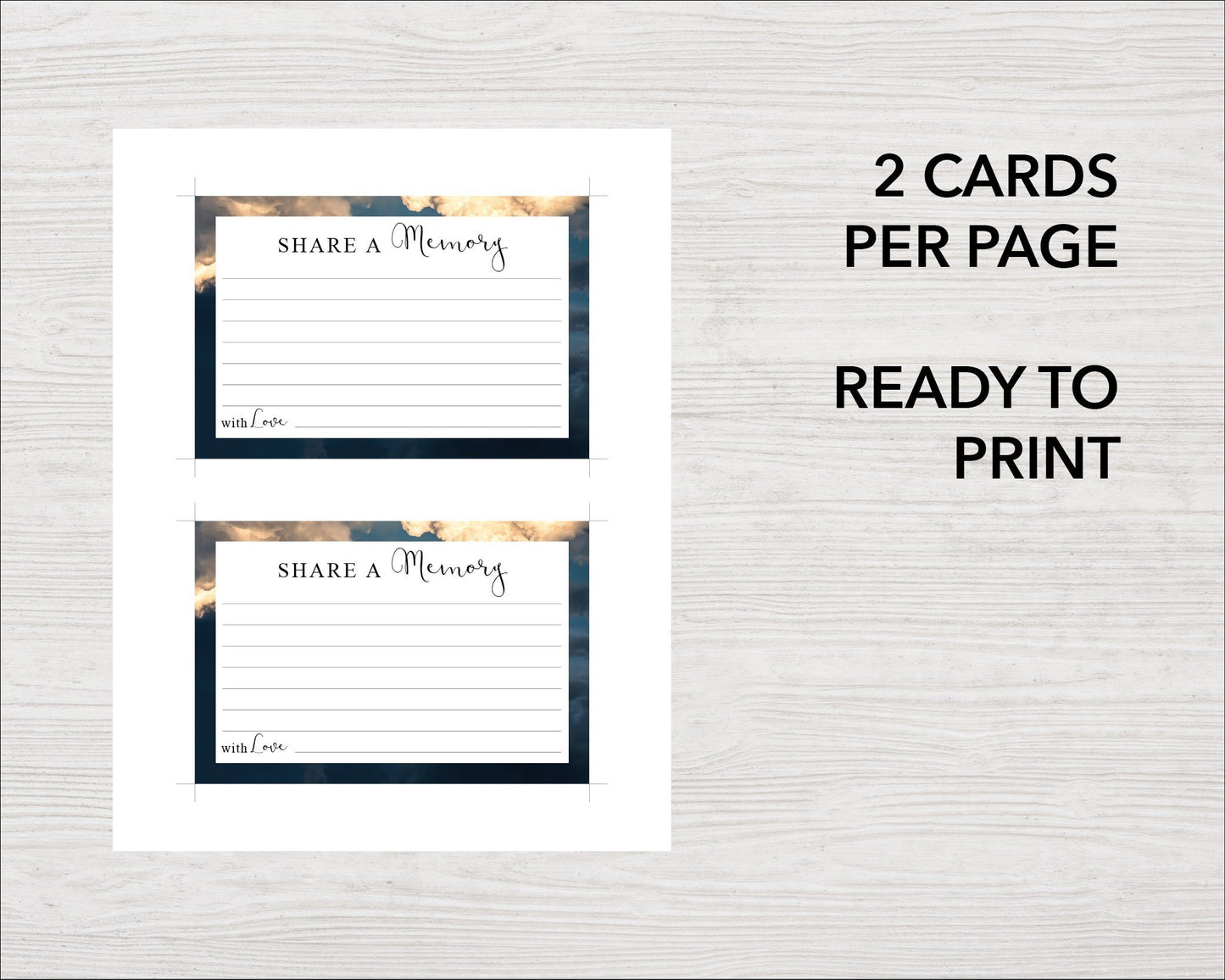 Sky Share a Memory Sign and Cards