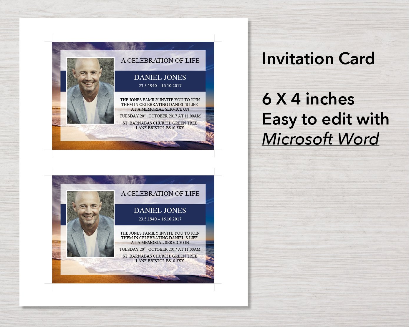 Waves Funeral Invitation Card