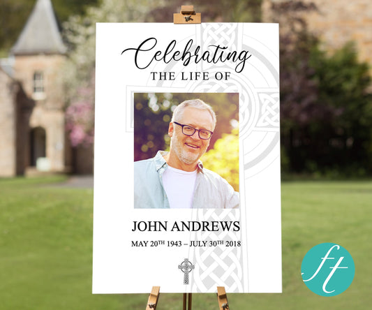 Catholic Cross Funeral Welcome Sign