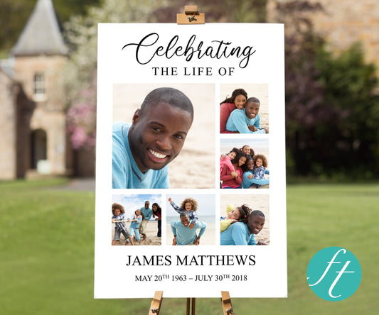 Family Photos Funeral Welcome Sign
