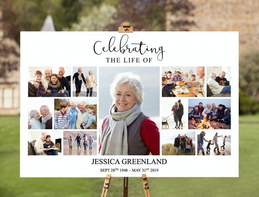 Landscape Photo Collage Funeral Welcome Sign