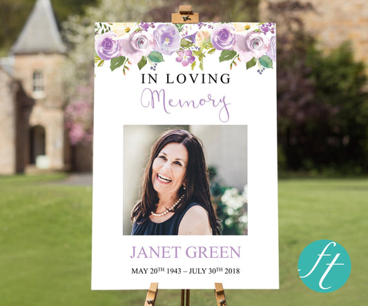 Lilac Bouquet Funeral Welcome Sign