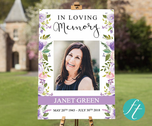 Lilac Display Funeral Welcome Sign