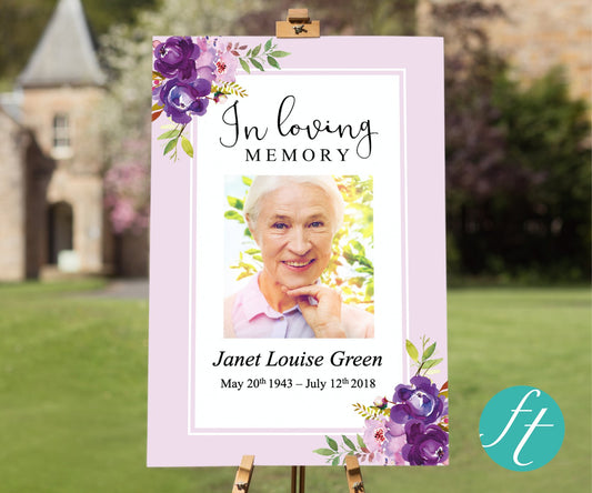 Peonies Bloom Funeral Welcome Sign