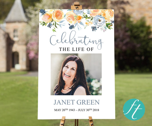 Yellow Rose Funeral Welcome Sign