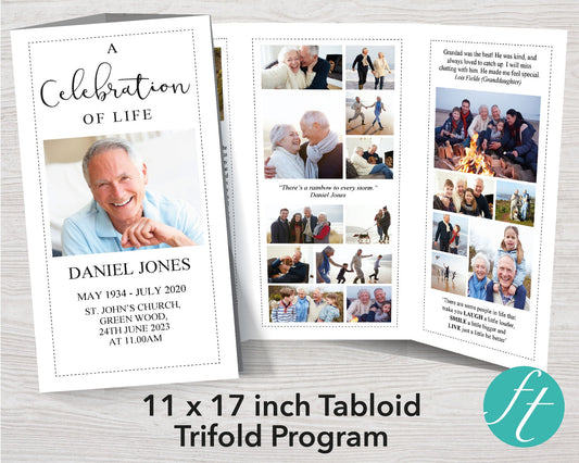 11x17 Trifold Essential Funeral Program Template