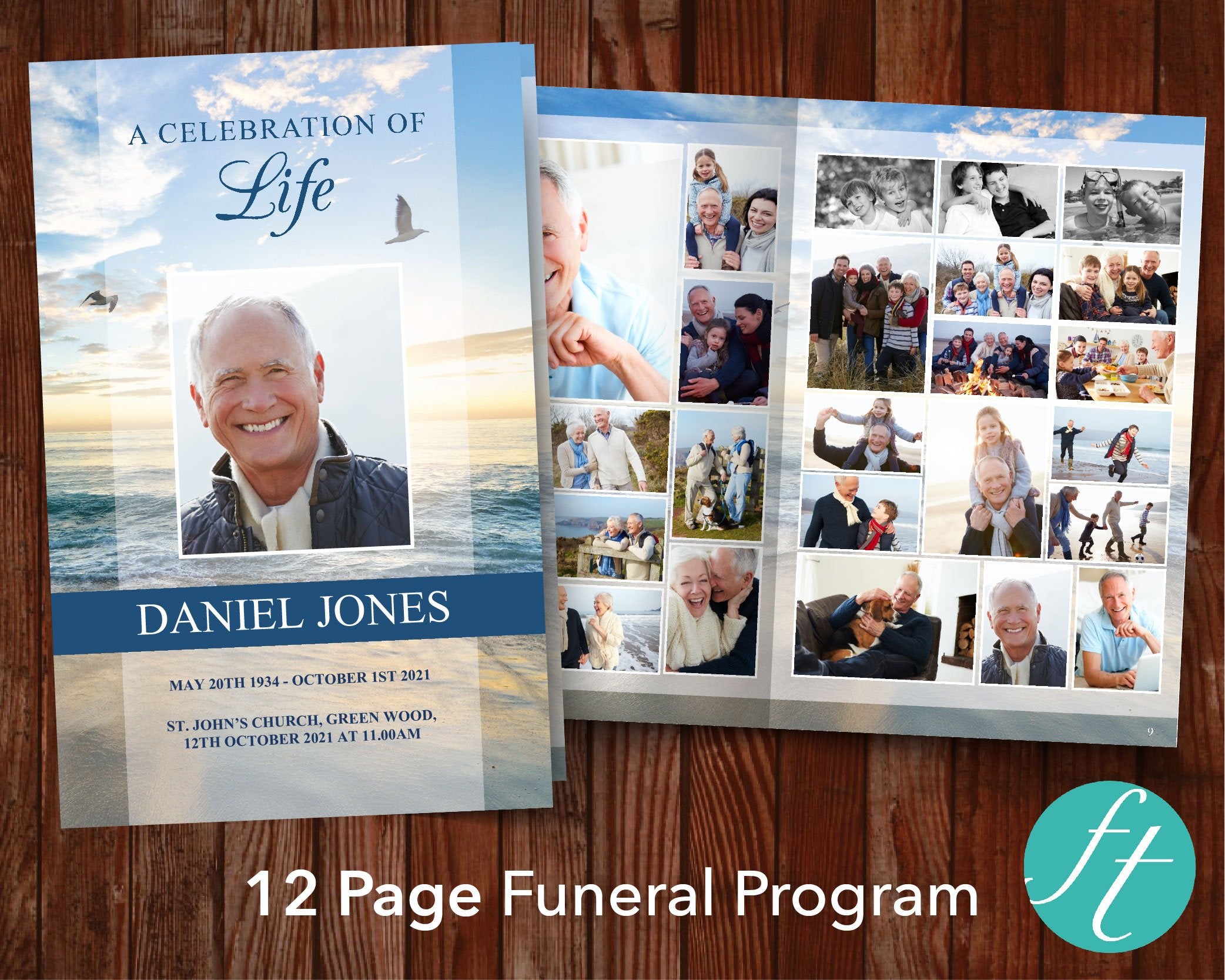 12 Page Beach Funeral Program Template – Funeral Templates