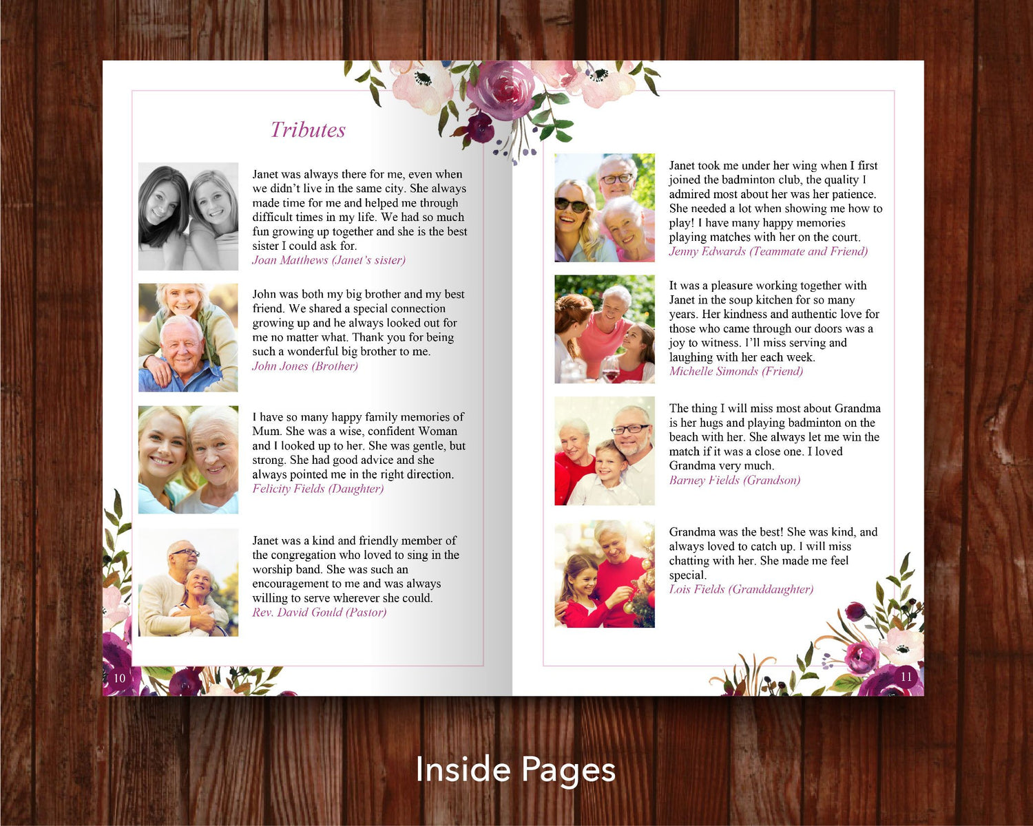 12 Page Floral Display Funeral Program Template