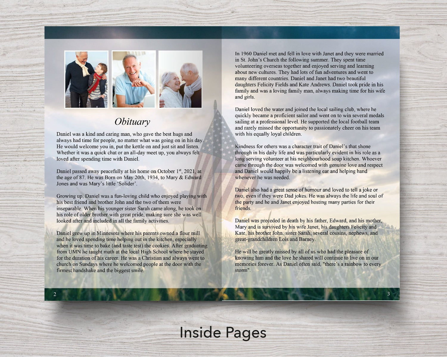 12 Page Military Funeral Program Template