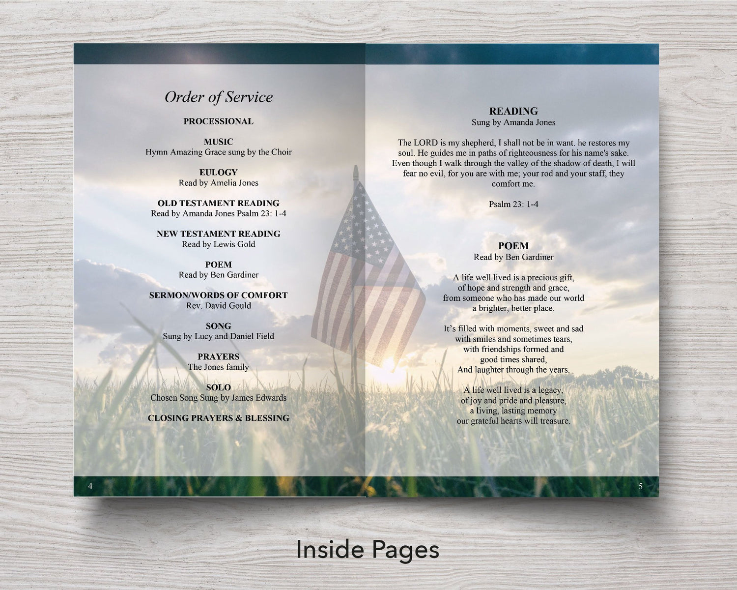 12 Page Military Funeral Program Template