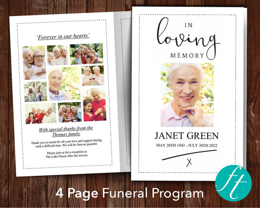 4 Page Loving Memory Funeral Program Template