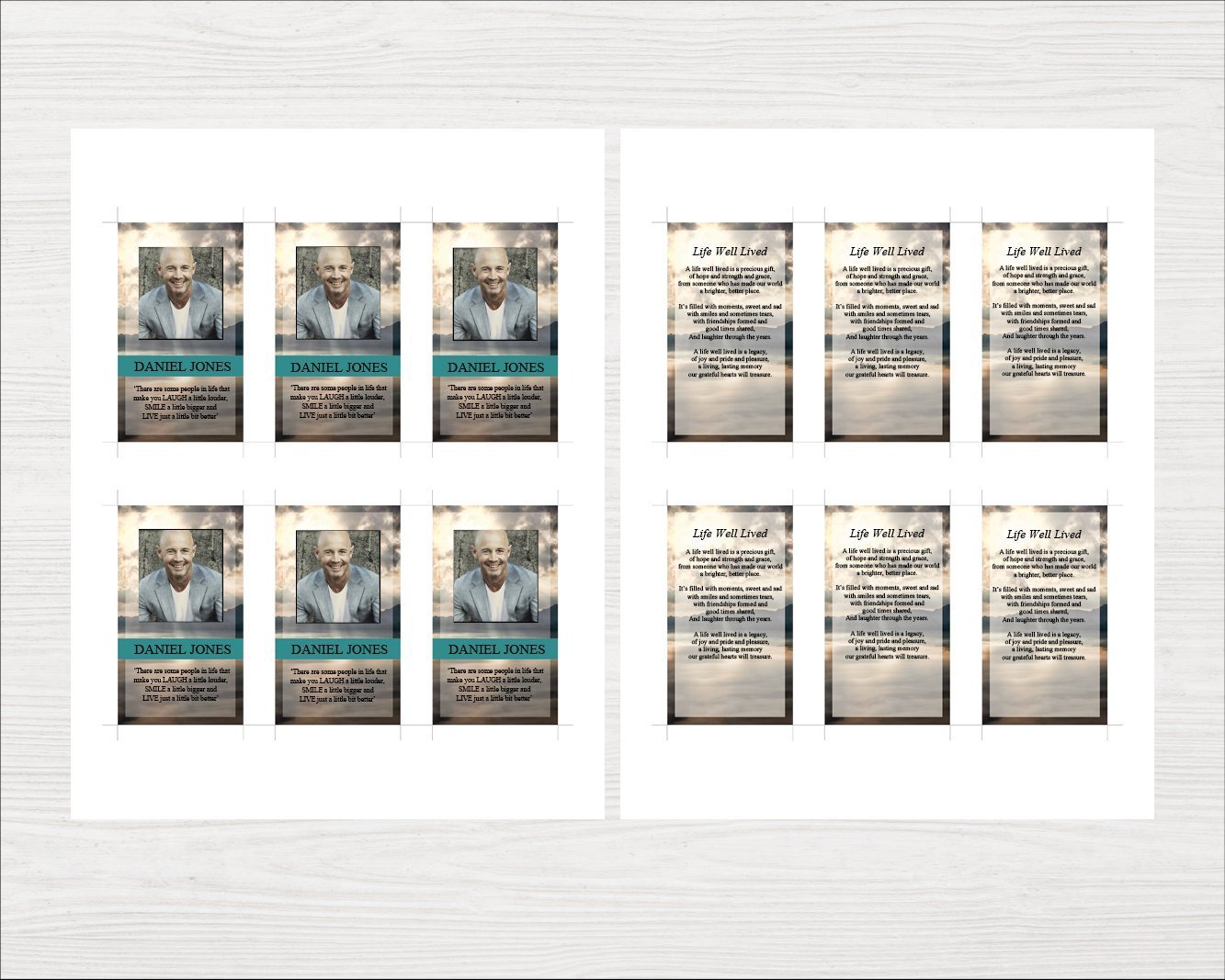 4 Page Mountain Top Funeral Program Template + Prayer Card