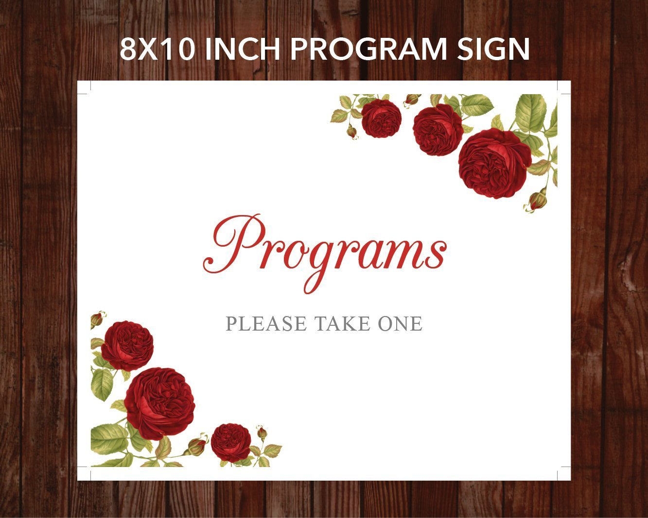 4 Page Red Rose Funeral Program Template + 4 matching Templates