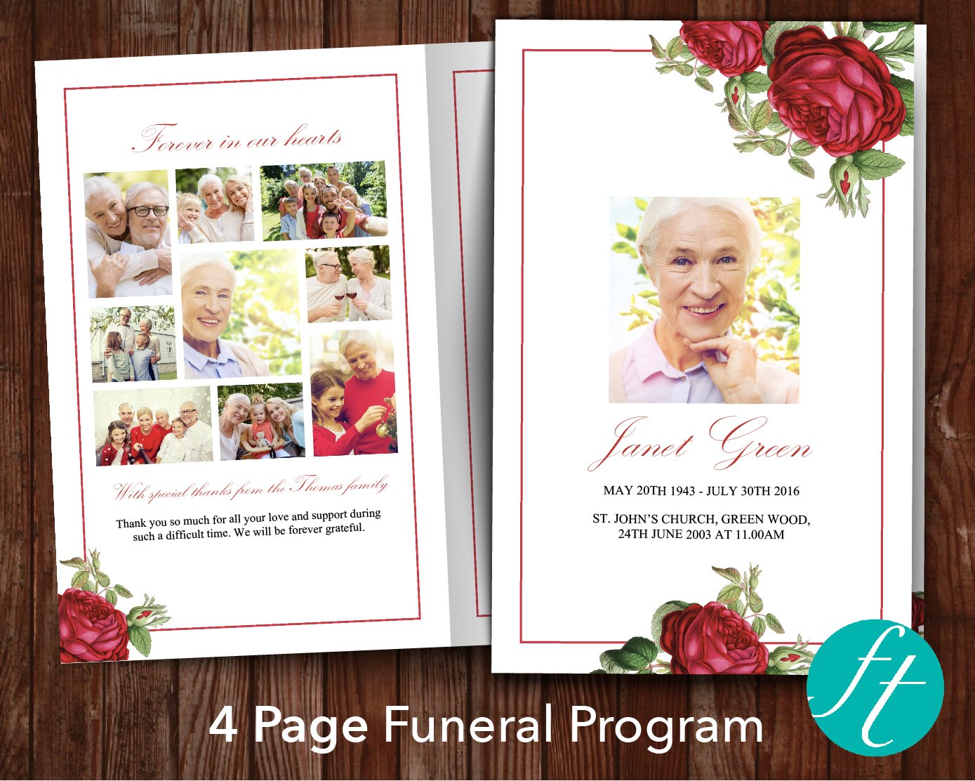 Rose Garden Funeral Program Template Funeral Templates