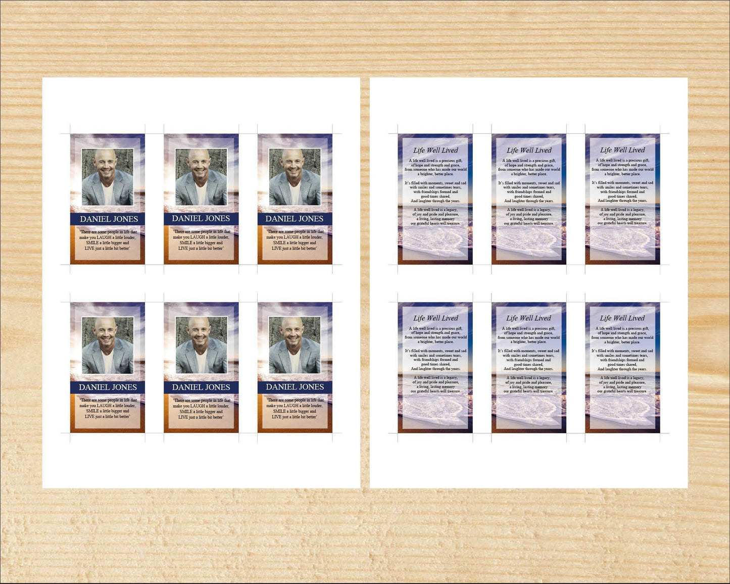 Printable prayer card with beach wave design